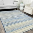 thumbnail image 1 of HR Blue & Silver Rugs Stripped Pattern Area Rug 5x7 Contemporary Carpet Gray Ultra-Soft Luxury Living Room Area Rug, 1 of 7