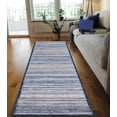 thumbnail image 1 of HR Blue & Silver Rugs Stripped Pattern Area Runner Rugs Contemporary Carpet Gray Ultra-Soft Luxury Living Room Area Rug, 1 of 5