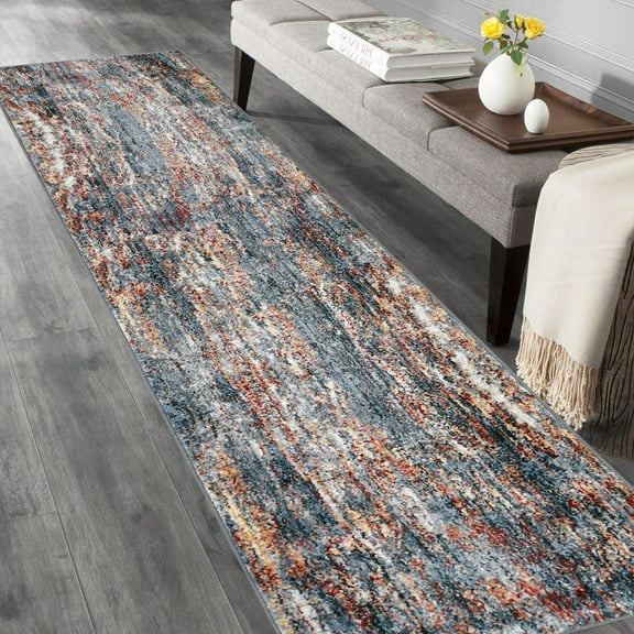 HR Bohemian Chic Vintage Distressed 2 x 7 Area Rug Floorcover Leno Weave Abrash Design Novelty Rug Rust and Multi Color