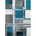 thumbnail image 1 of HR Boxes / Cubism / Squares Modern Contemporary abstract Hand Carved Area Rug Turquoise - 5' x 7', 1 of 5