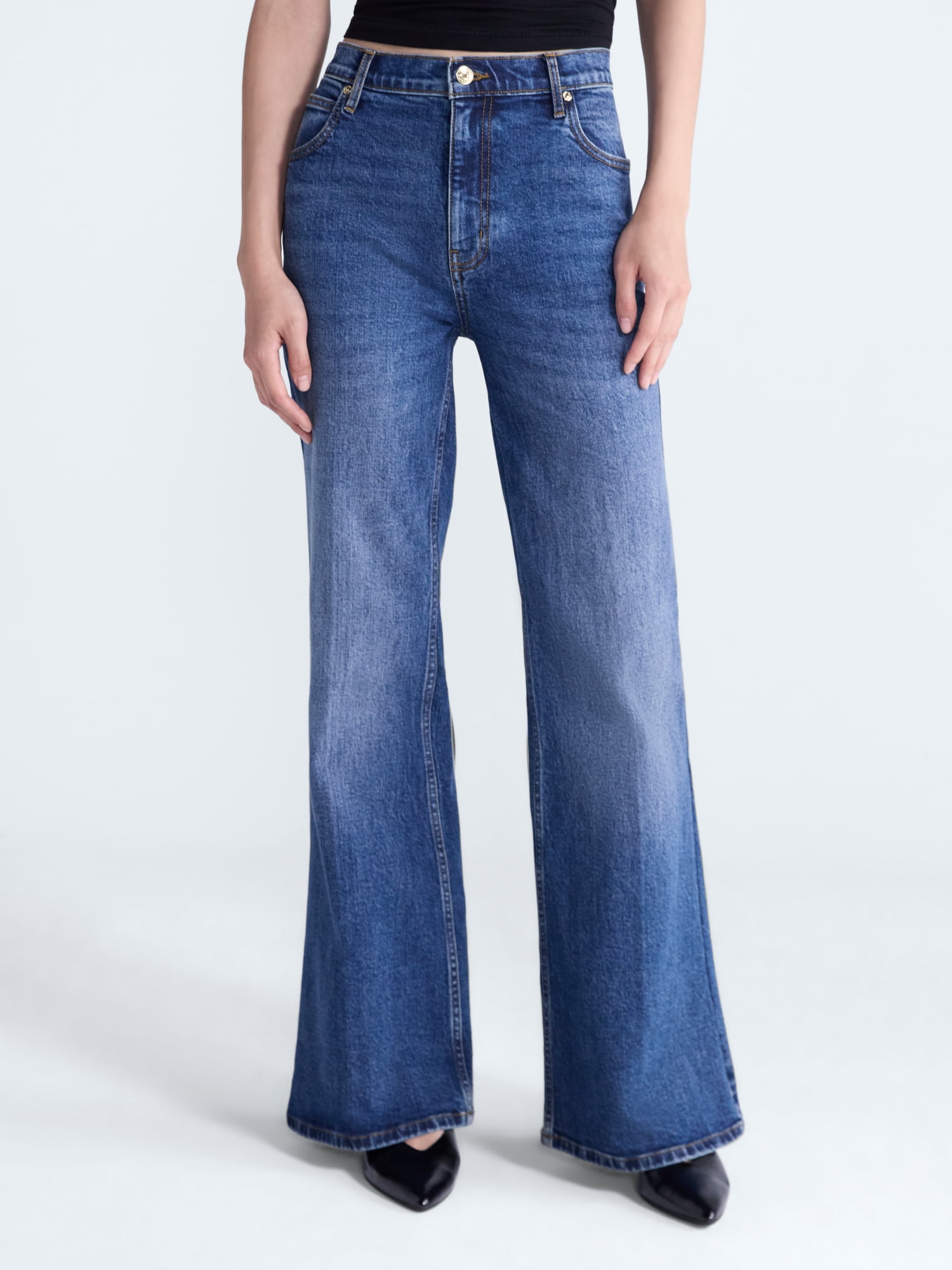 Scoop Women’s and Women’s Plus High Rise Creased Flare Jeans, 30'' Inseam, Sizes 0-28W