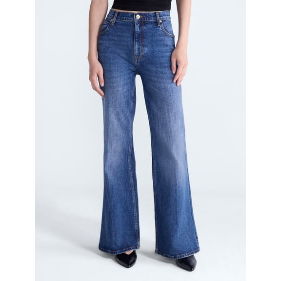 Scoop Women’s and Women’s Plus High Rise Creased Flare Jeans, 30'' Inseam, Sizes 0-28W