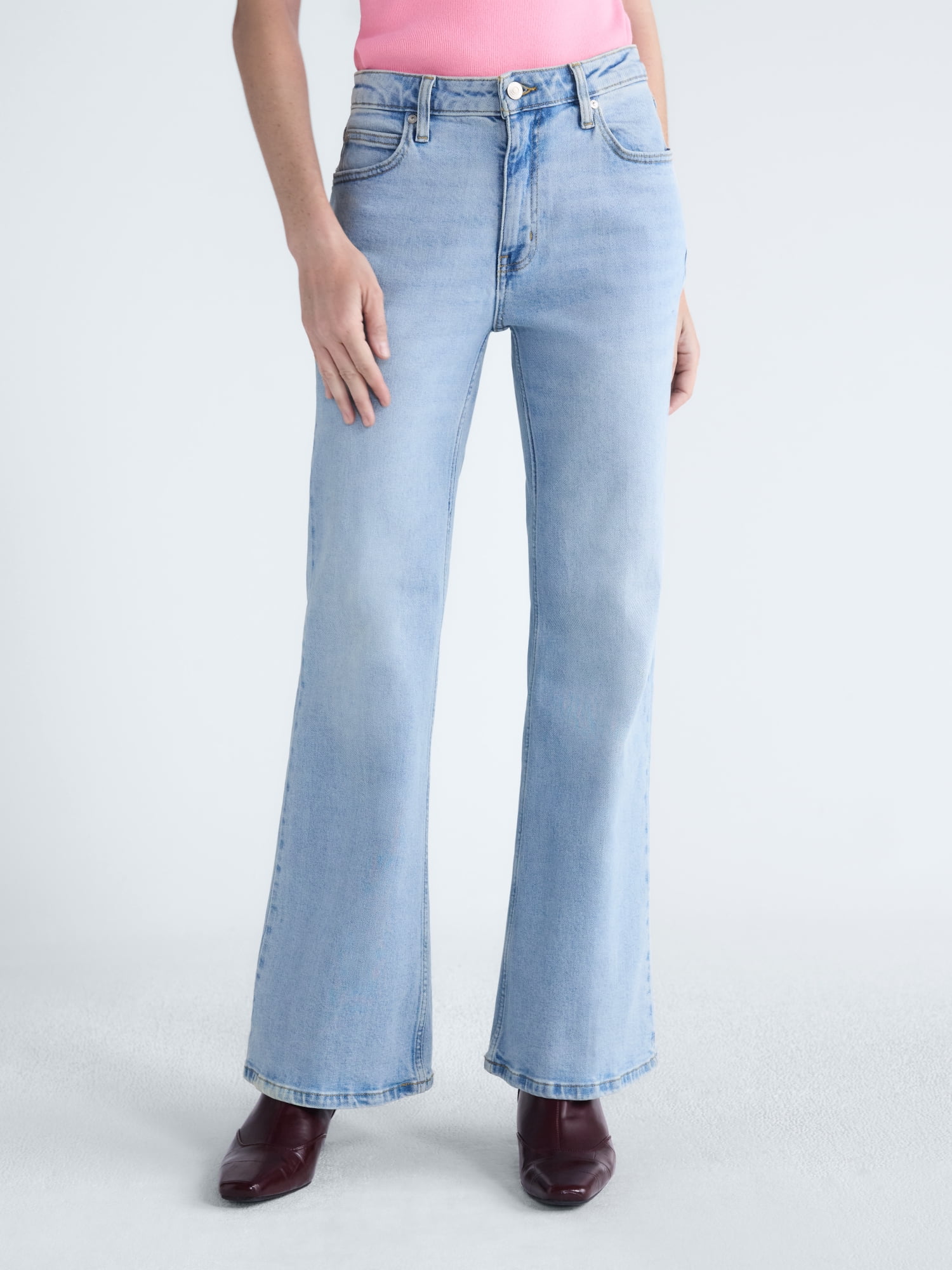 Scoop Women’s and Women’s Plus High Rise Creased Flare Jeans, 30'' Inseam, Sizes 0-28W