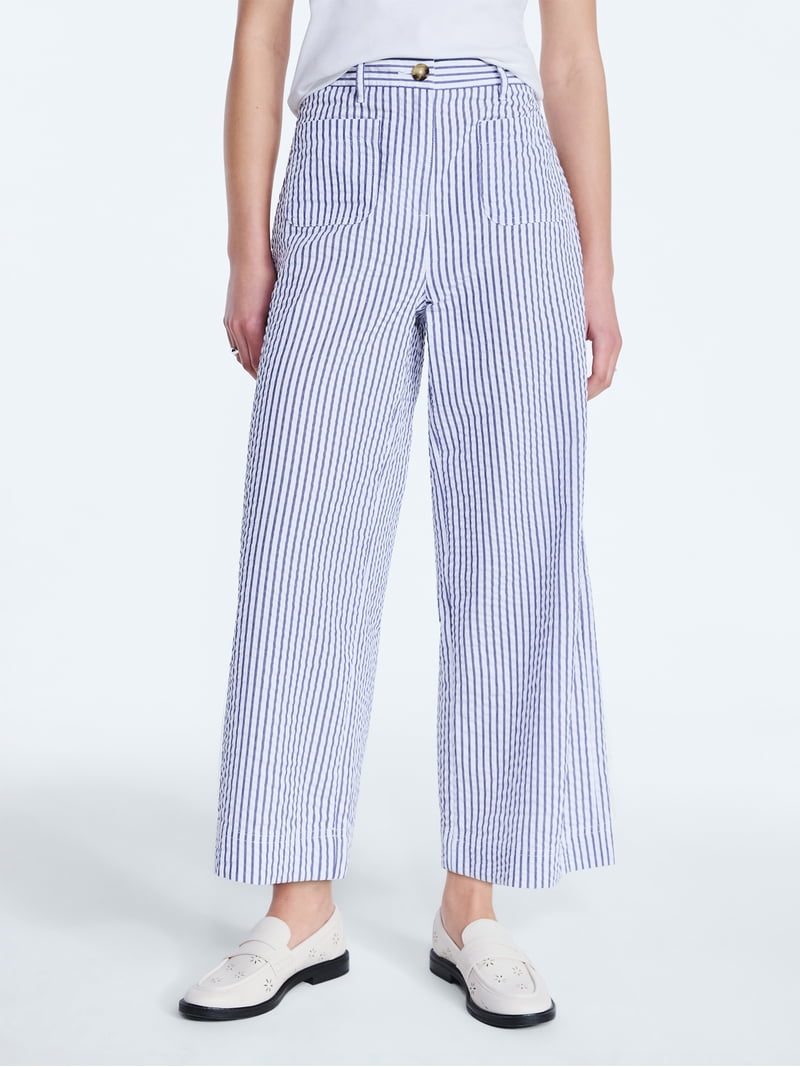 Free Assembly Women's High Rise Cropped Patch Pocket Seersucker