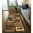 thumbnail image 1 of HR-Cabin Collection 906-Nature and Animals Area Rug 2.1 by 7.1Contemporary Geometric Design Fish/Moose/Bear/Lodge-Southwestern Design-Ivory/Red/Green and Multi, 1 of 7