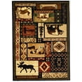 thumbnail image 1 of HR-Cabin Collection 906-Nature and Animals Area Rug 3.8 by 5.1Contemporary Geometric Design Fish/Moose/Bear/Lodge-Southwestern Design-Ivory/Red/Green and Multi, 1 of 8