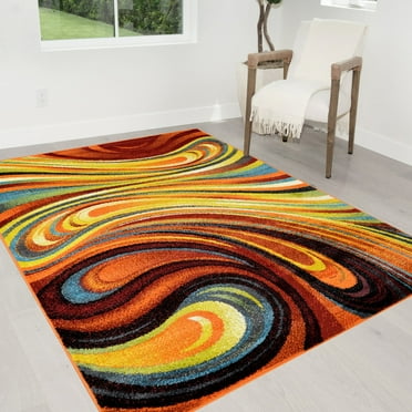 Handcraft Rugs Modern Abstract Colorful Area Rug, 8' x 10', Thick Plush Pile