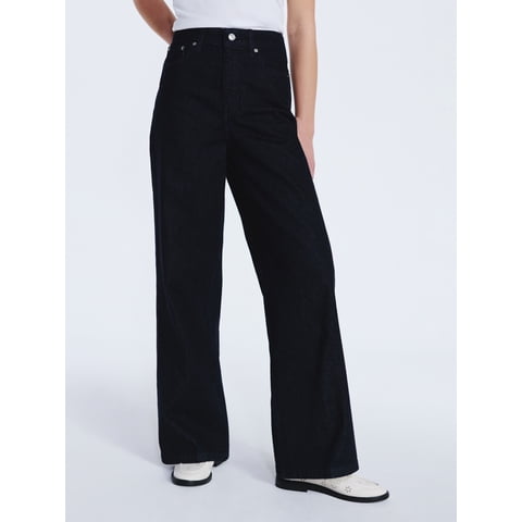 Women's High Rise Relaxed Wide Leg Jeans with Front Crease, Sizes 0-20