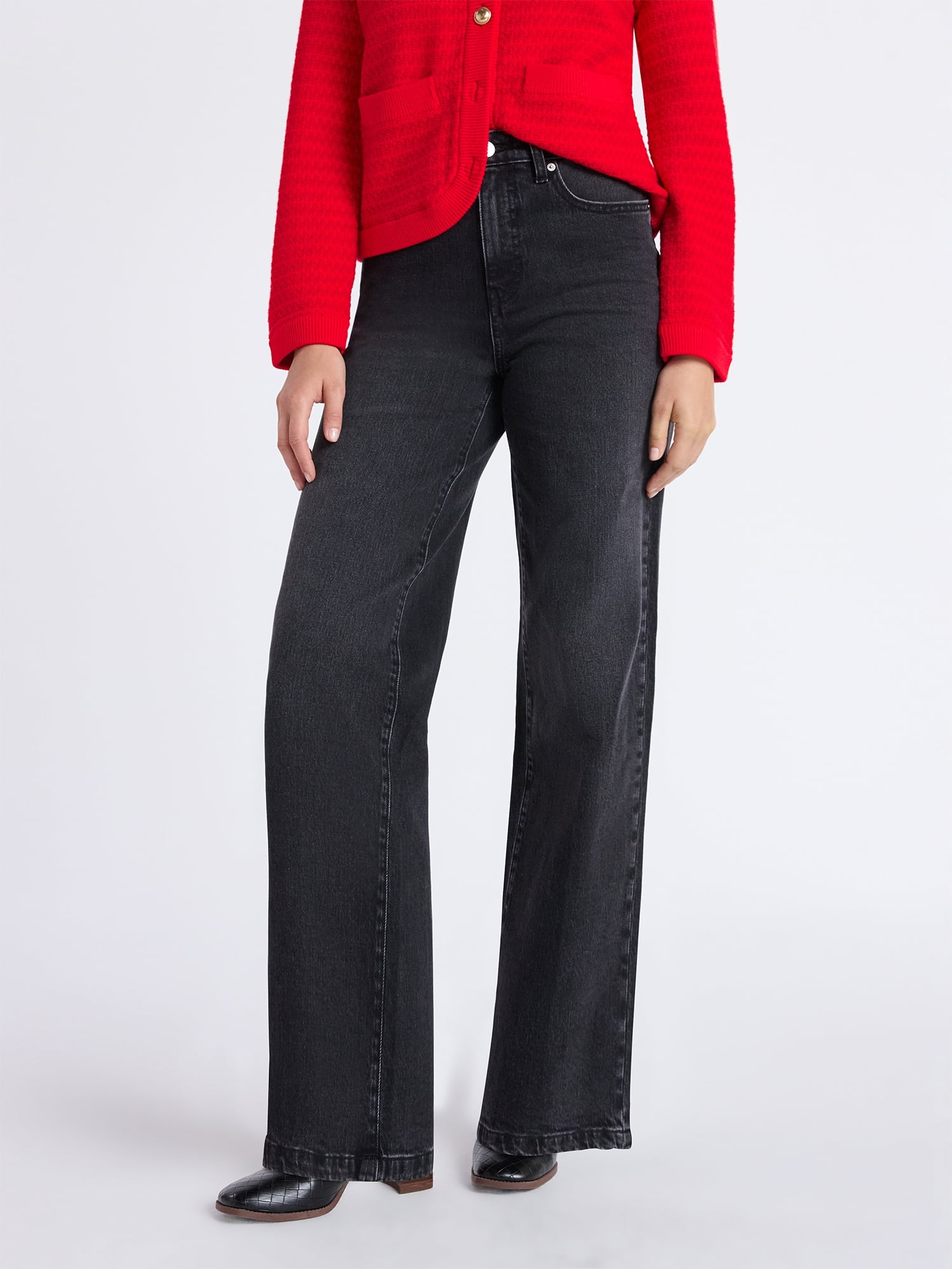 Free Assembly Women's High Rise Full Length Wide Leg Jeans, 30" Inseam, Sizes 0-26W