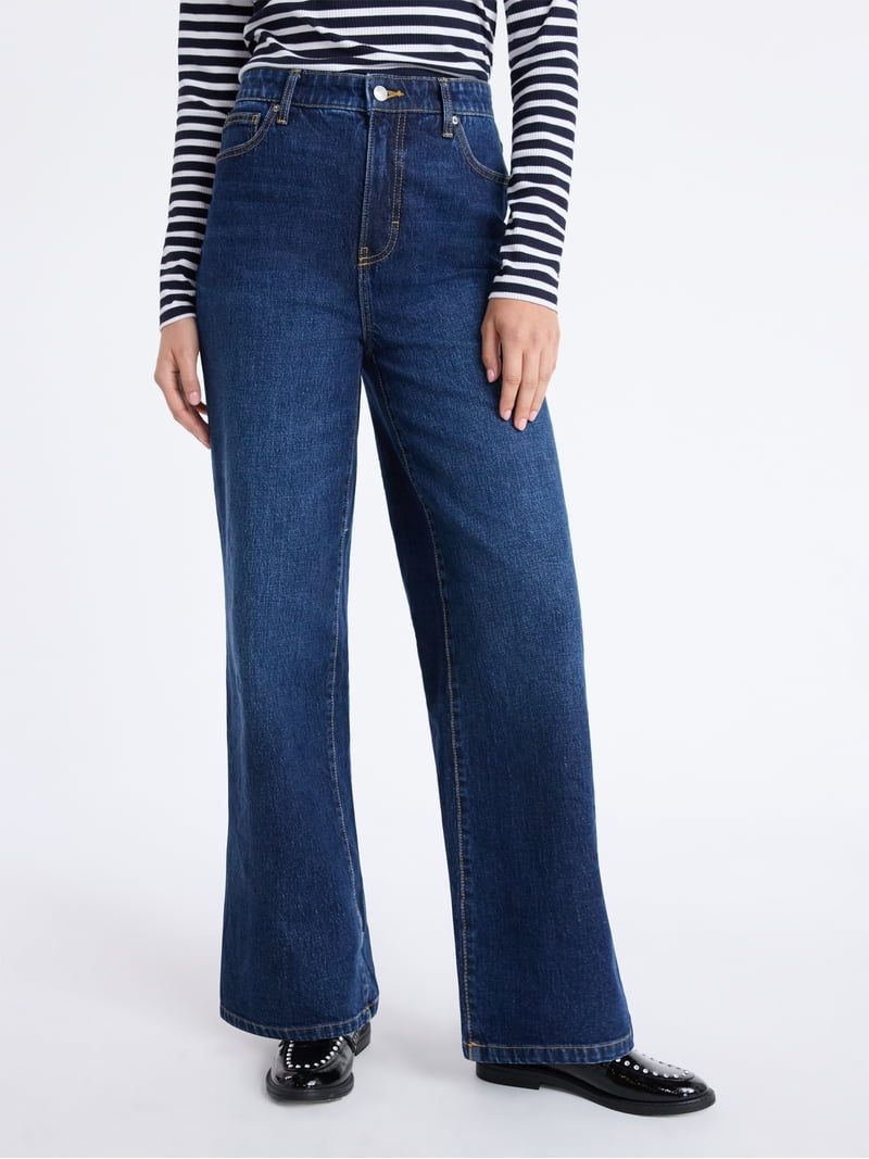 Free Assembly Women's High Rise Full Length Wide Leg Jeans, 30