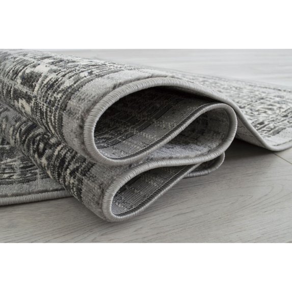 HR Floral Pattern Distressed Modern Vintage Area Rug Ash - 8 by 10 feet
