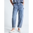 thumbnail image 1 of Free Assembly Women's Striped High Rise Cropped Barrel Jeans, 26" Inseam, Sizes 0-16, 1 of 5