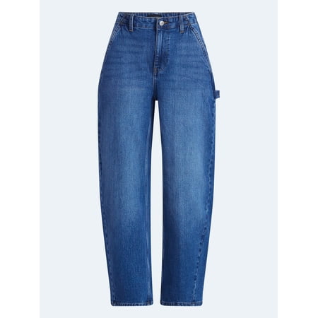 Free Assembly Women's High Rise Cropped Carpenter Barrel Jeans, 26" Inseam, Sizes 0-16