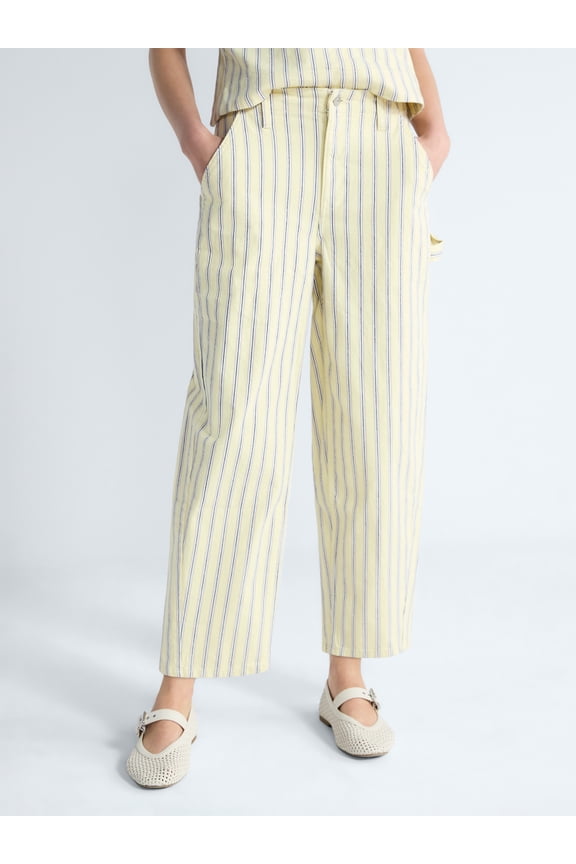 Women's Striped High Rise Cropped Barrel Jeans, 26" Inseam, Sizes 0-16