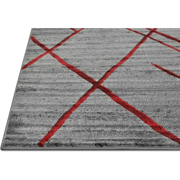 HR HANDCRAFT RUGS HR Modern Geometric Diamond Pattern Contemporary Abstract Area Rug Lava - 2' X 7' Runner