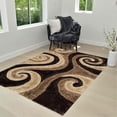thumbnail image 1 of HR HANDCRAFT RUGS, Brown shag Rug 5X7 for Living Room Decor 2021 Rug Trends Bright Modern Swirls Pattern, 3-D Hand Curved Shaggy Rug Chocolate Coco/Chocolate/Brown, 1 of 7