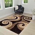 thumbnail image 1 of HR HANDCRAFT RUGS, Brown shag Rug 8x10 for Living Room Decor 2021 Rug Trends Bright Modern Swirls Pattern, 3-D Hand Curved Shaggy Rug Coco/Chocolate/Brown, 1 of 7