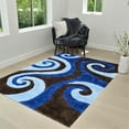 thumbnail image 1 of HR HANDCRAFT RUGS, Electric shag Rug 8x10 for Living Room Decor 2021 Rug Trends Bright Modern Swirls Pattern, 3-D Hand Curved Shaggy Rug Electric Blue/Gray/Silver, 1 of 7