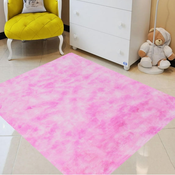 HR HANDCRAFT RUGS, Fur Faux Rug for Living Room Kids Room Nursery Room Mat, Shaggy Carpet for Indoor Floor Modern Home Decor, Non-Slip Backing Area Rug, hot Pink 5 x 7