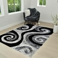 thumbnail image 1 of HR HANDCRAFT RUGS, Gray shag Rug 8x10 for Living Room Decor 2021 Rug Trends Bright Modern Swirls Pattern, 3-D Hand Curved Shaggy Black/Gray/Silver, 1 of 7