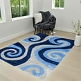 thumbnail image 1 of HR HANDCRAFT RUGS, Green shag Rug 5X7 for Living Room Decor 2021 Rug Trends Bright Modern Swirls Pattern, 3-D Hand Curved Shaggy Rug Light Green/Dark Green, 1 of 5