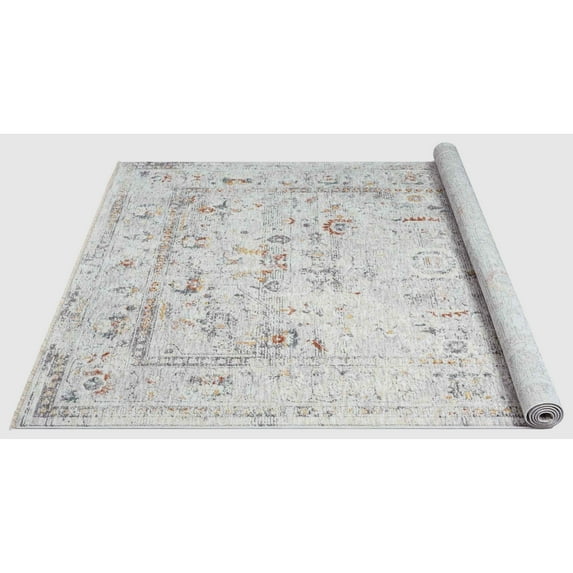 HR HANDCRAFT RUGS HR Area Rug Vintage Thin and Soft Rug Floral Print Carpet Foldable Multi - 8' X 10'