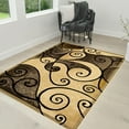 thumbnail image 1 of HR HANDCRAFT RUGS HR Beige, Chocolate, Multi Modern Area Rugs-Abstract with Wavy Swirls -Shed Free 2' x 7' Runner, 1 of 5