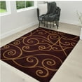 thumbnail image 1 of HR HANDCRAFT RUGS HR Burgundy, Mocha, and Multi Modern Contemporary Area Rugs-Abstract Wavy Swirls -Shed Free 5' x 7', 1 of 5