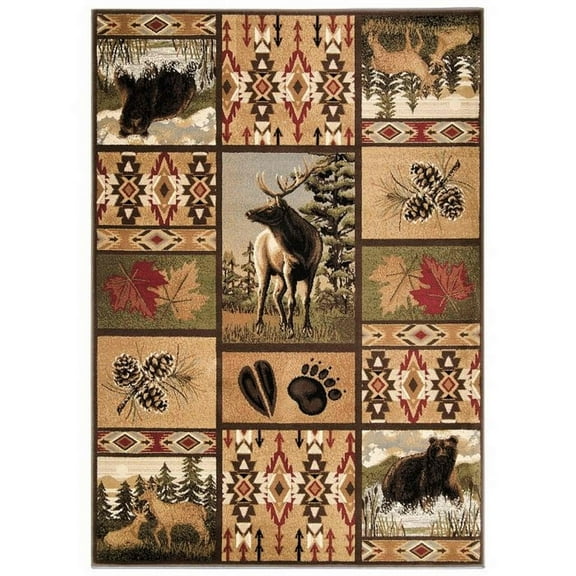 HR HANDCRAFT RUGS HR Cabin Area Rug Modern Geometric South-Western Design Cabin Area Rug - 76 x 101 52 x 7