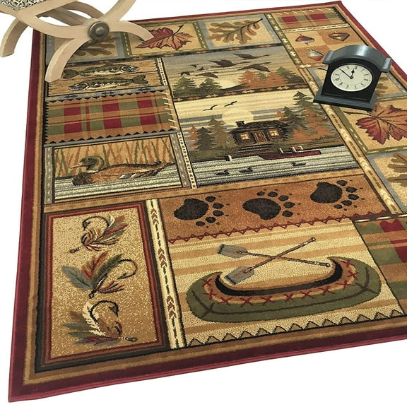 HR HANDCRAFT RUGS HR Cabin Rug Modern Geometric Design Cabin Rug Abstract, Beige/Multicolor 76 x 101