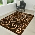 thumbnail image 1 of HR HANDCRAFT RUGS HR  Chocolate, Beige and Multi Modern Contemporary Area Rugs-Abstract with Wavy Swirls -Shed Free 2' x 3' Doormat, 1 of 5