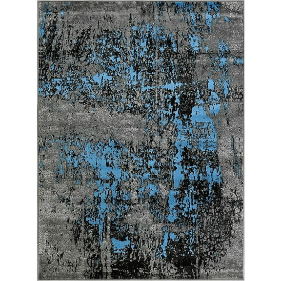 HR HANDCRAFT RUGS HR Modern Contemporary Abstract Area Rug Denim - 5' X 7'