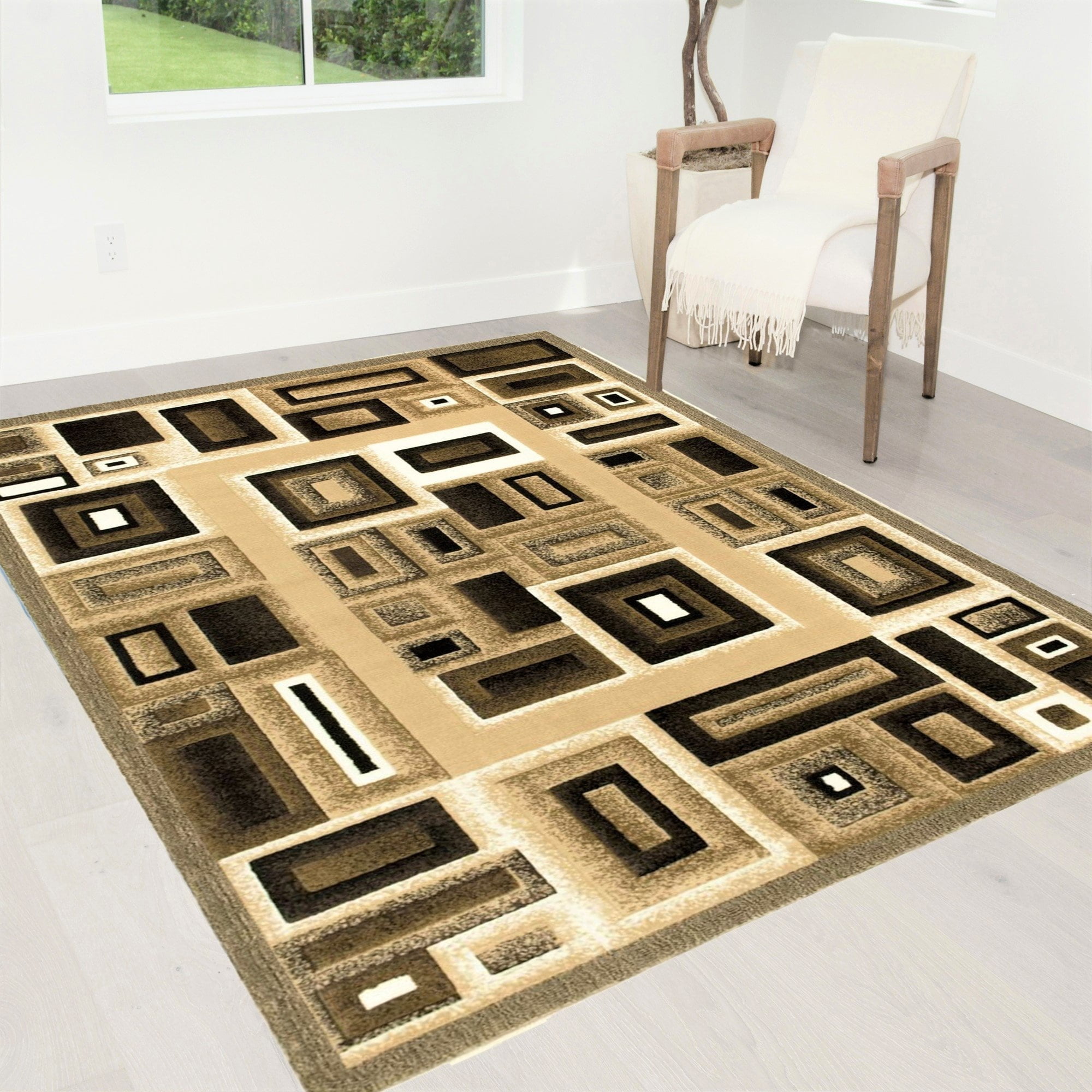 HR HANDCRAFT RUGS HR Modern Contemporary Abstract Rug Frame, Boxy, Cube ...