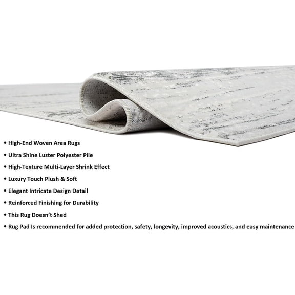 HR HANDCRAFT RUGS HR Premium Super Soft Polyester Abstract Area Rug in Mocha & Multi-Color Fossil - 2' x 7' Runner