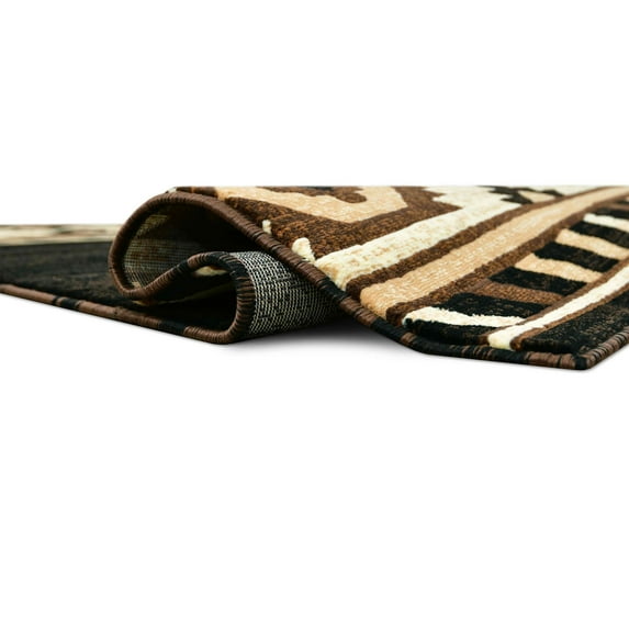 HR HANDCRAFT RUGS HR Southwestern Rugs for Cabin Tribal Medallion Carpet for Livingroom Black - 5' X 7'