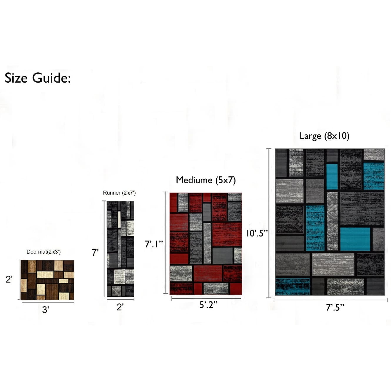 Geometric Square Pattern Area Rug HR HANDCRAFT RUGS HR Square Pattern Area Rug Geometric Pattern Modern ...