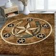 thumbnail image 1 of HR HANDCRAFT RUGS HR Texas Star, Cowboy Area Rug Texas Western Star Rustic Cigar - 5' X 7', 1 of 4