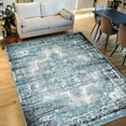 thumbnail image 1 of HR HANDCRAFT RUGS HR Timeless Elegance: White and Charcoal Blue Faded Oriental Distressed Area Rug  Vintage with Abstract Floral Charm Blue - 2 x 3, 1 of 5