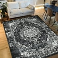 thumbnail image 1 of HR HANDCRAFT RUGS HR Timeless Elegance: White and Charcoal Blue Faded Oriental Distressed Area Rug  Vintage with Abstract Floral Charm Shadow - 2 x 3, 1 of 5