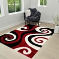 thumbnail image 1 of HR HANDCRAFT RUGS, Lava shag Rug 5X7 for Living Room Decor 2021 Rug Trends Bright Modern Swirls Pattern, 3-D Hand Curved Shaggy Rug Lava red/Black/Cream, 1 of 7