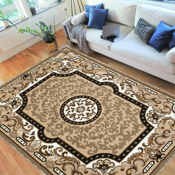 HR HANDCRAFT RUGS, Livingroom Rugs Bohemian Rugs, Shed Free Stain Resistant Easy Clean, Berber Brown and Multi, 5' x 7'