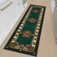 thumbnail image 1 of HR HANDCRAFT RUGS, Livingroom Rugs Bohemian Rugs, Shed Free Stain Resistant Easy Clean, Hunter Green and Multi, 2' x 7' Runner Rug, 1 of 9