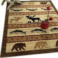 thumbnail image 1 of HR HANDCRAFT RUGS Rustic Lodge Area Rug with Geometric Designs  Nature-Inspired Cabin Decor Featuring Abstract Fish, Bear, Moose 4' x 5', 1 of 5