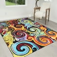 thumbnail image 1 of HR HANDCRAFT RUGS Vibrant Turquoise Lilac Orange Red Black Distressed Rug with Allover Swirls Thunder Pattern High-Quality Multi-Colored 7' 8" x 10', 1 of 5