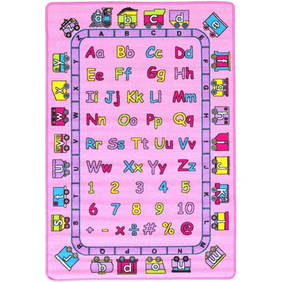 HR-Kids Rugs Letters/Numbers/Math Symbols-Boys/Girls411 X 611 Educational Play mat for School/Daycare/Nursery Non-Slip Carpet-Teachers ToolPink
