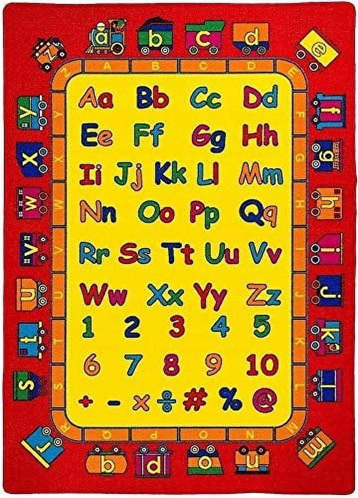 HR-Kids Rugs Letters/Numbers/Math Symbols-Boys/Girls73 X 102 Educational Play mat for School/Daycare/Nursery Non-Slip Carpet-Teachers ToolRed/Yellow