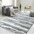 thumbnail image 1 of HR Luxurious Grey and White Geometric Shag Rug - Soft High Pile, Non-Slip, Abstract Design, Modern Home Decor Carpet for Bedroom, Living Room, 1 of 6