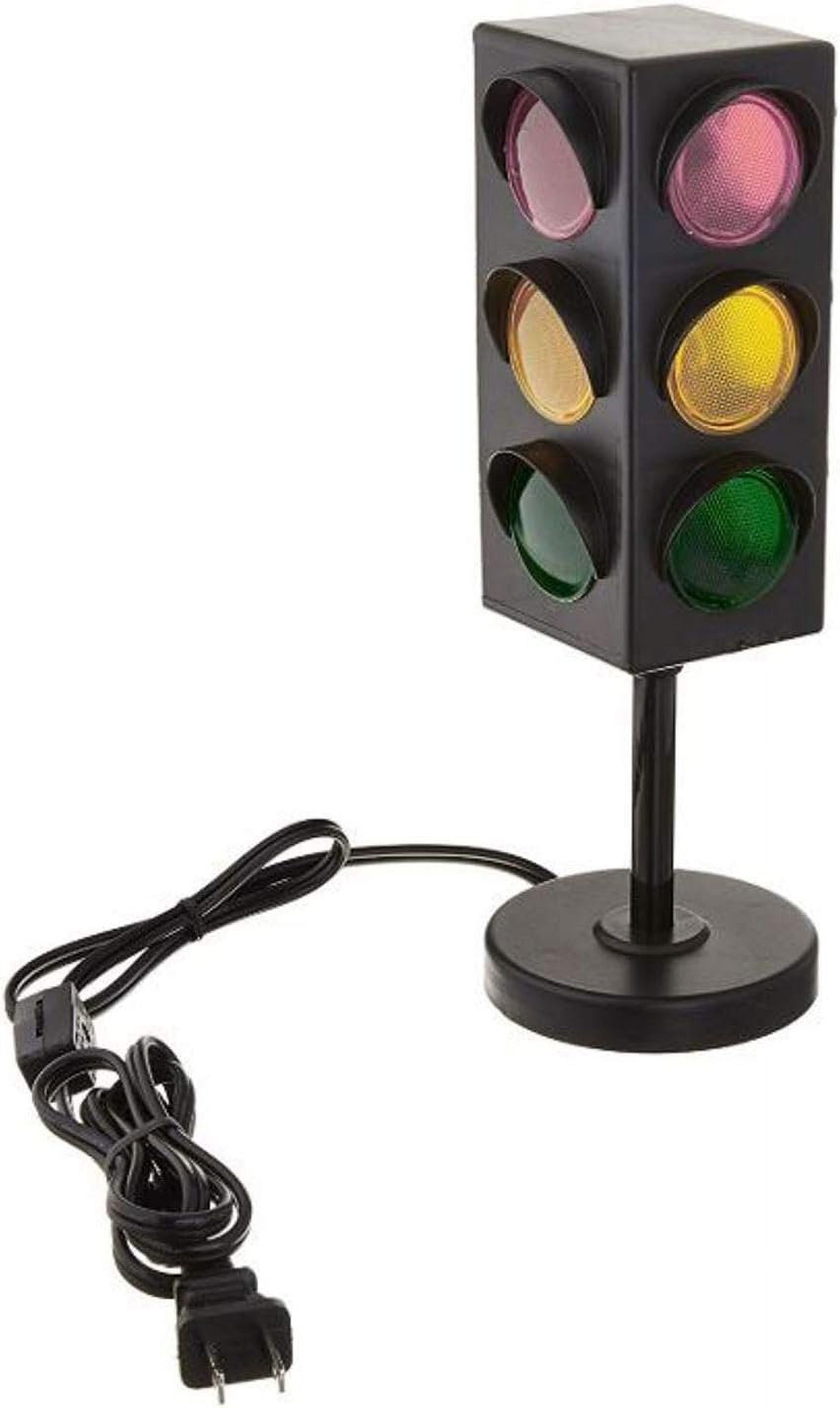 Black 8-Inch Traffic Light Table Lamp for Kids