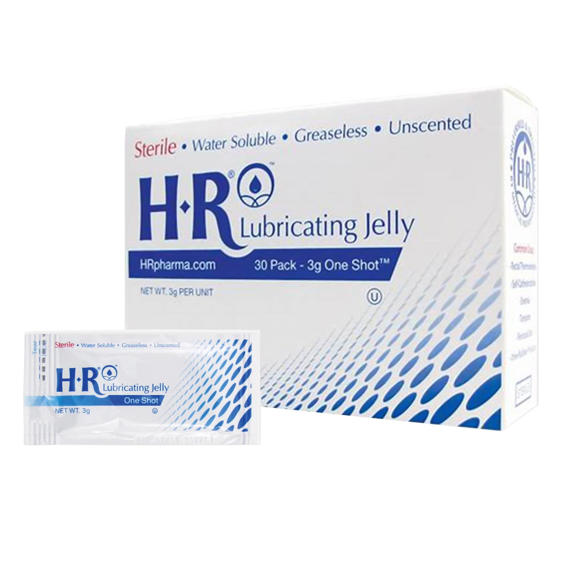 HR One Shot Lubricating Jelly Sterile 3 Gram Individual Packet 30 per