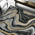 thumbnail image 1 of HR Orangish Yellow Grey Black Modern Contemporary Abstract Area Rugs Marble Pattern, 5' x 7', 1 of 6